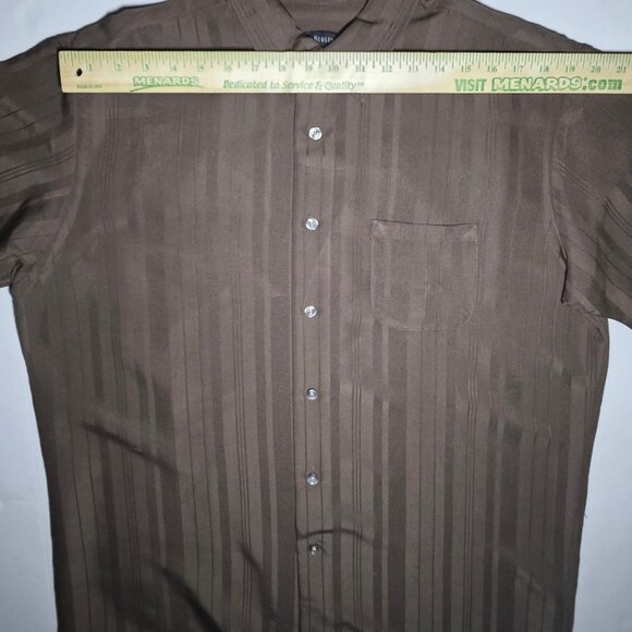 Van Heusen Mens Army Green Striped Button Up Shirt SIze Large 16/16 - Picture 6 of 8